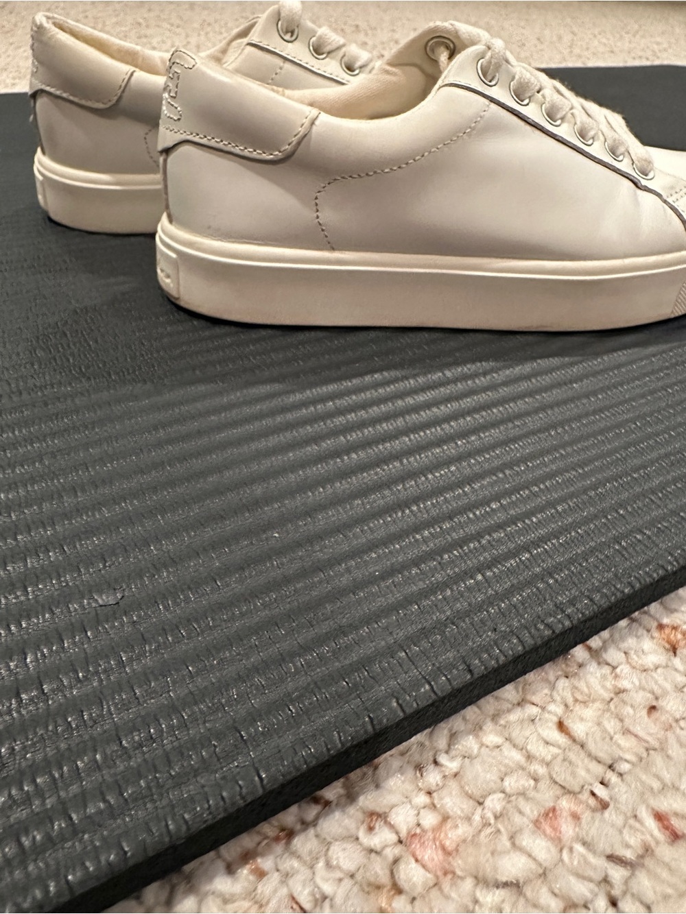 Sam Edelman white Leather Low-Top Lace-Up Sneakers